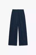 BASIC RECHTE VELOURS BROEK MET VERSTELBARE ONDERKANT