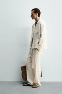 RELAXED FIT OVERHEMD 100% LINNEN PLOOIZAKKEN