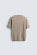 TRICOT T-SHIRT MET POLOSLUITING VAN 100% LINNEN