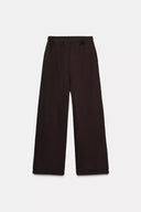 BASIC RECHTE VELOURS BROEK MET VERSTELBARE ONDERKANT