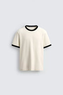 BASIC GERIBD T-SHIRT MET CONTRAST