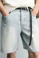 STRAIGHT FIT DENIM BERMUDA VINTAGE WASHSING