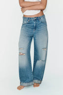 TRF BAGGY JEANS MET OMSLAG MIDDELHOGE TAILLE