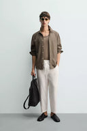 RELAXED FIT BROEK 100% LINNEN