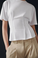 GETAILLEERD T-SHIRT MET PLOOIEN