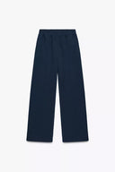 BASIC RECHTE VELOURS BROEK MET VERSTELBARE ONDERKANT