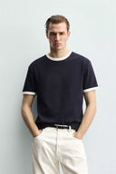 BASIC GERIBD T-SHIRT MET CONTRAST