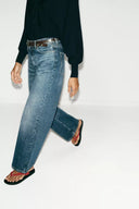 JEANS STRAIGHT TAPERED MET HOGE TAILLE EN CEINTUUR