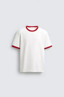 BASIC GERIBD T-SHIRT MET CONTRAST