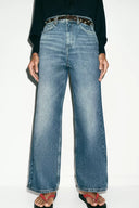 JEANS STRAIGHT TAPERED MET HOGE TAILLE EN CEINTUUR