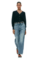 JEANS STRAIGHT TAPERED MET HOGE TAILLE EN CEINTUUR