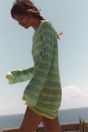 KORTE TRICOT JURK MET STREPEN