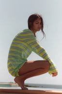 KORTE TRICOT JURK MET STREPEN