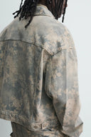 CROPPED DENIM JACK MET BLOEMENPRINT