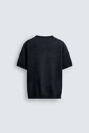 TRICOT T-SHIRT MET POLOSLUITING VAN 100% LINNEN