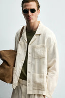 RELAXED FIT OVERHEMD 100% LINNEN PLOOIZAKKEN