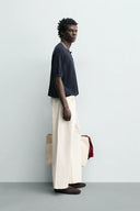 TRICOT T-SHIRT MET POLOSLUITING VAN 100% LINNEN