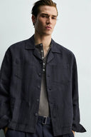 RELAXED FIT OVERHEMD 100% LINNEN PLOOIZAKKEN