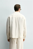 RELAXED FIT OVERHEMD 100% LINNEN PLOOIZAKKEN