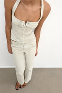 TRF JEANS RECHT MET STREPEN EN LAGE TAILLE