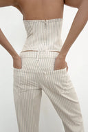 TRF JEANS RECHT MET STREPEN EN LAGE TAILLE