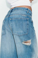 TRF BAGGY JEANS MET OMSLAG MIDDELHOGE TAILLE