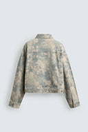 CROPPED DENIM JACK MET BLOEMENPRINT