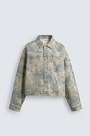 CROPPED DENIM JACK MET BLOEMENPRINT