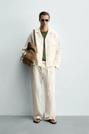 RELAXED FIT OVERHEMD 100% LINNEN PLOOIZAKKEN