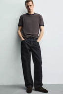 BASIC GERIBD T-SHIRT MET CONTRAST
